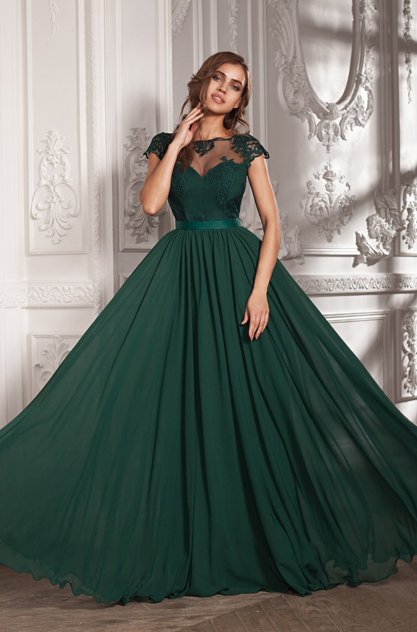 выпускное платье ELENA KONDRATOVA модель ИРЕН4 темно- зеленое ( цена: 19800руб) - длинные платья - выпускные платья 2023год!!! ( примерка по записи)