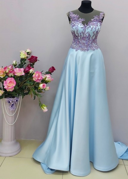 Вечернее платье КАМЕЛЛА голубое ( цена: 32000руб) в наличии р-р 42rus